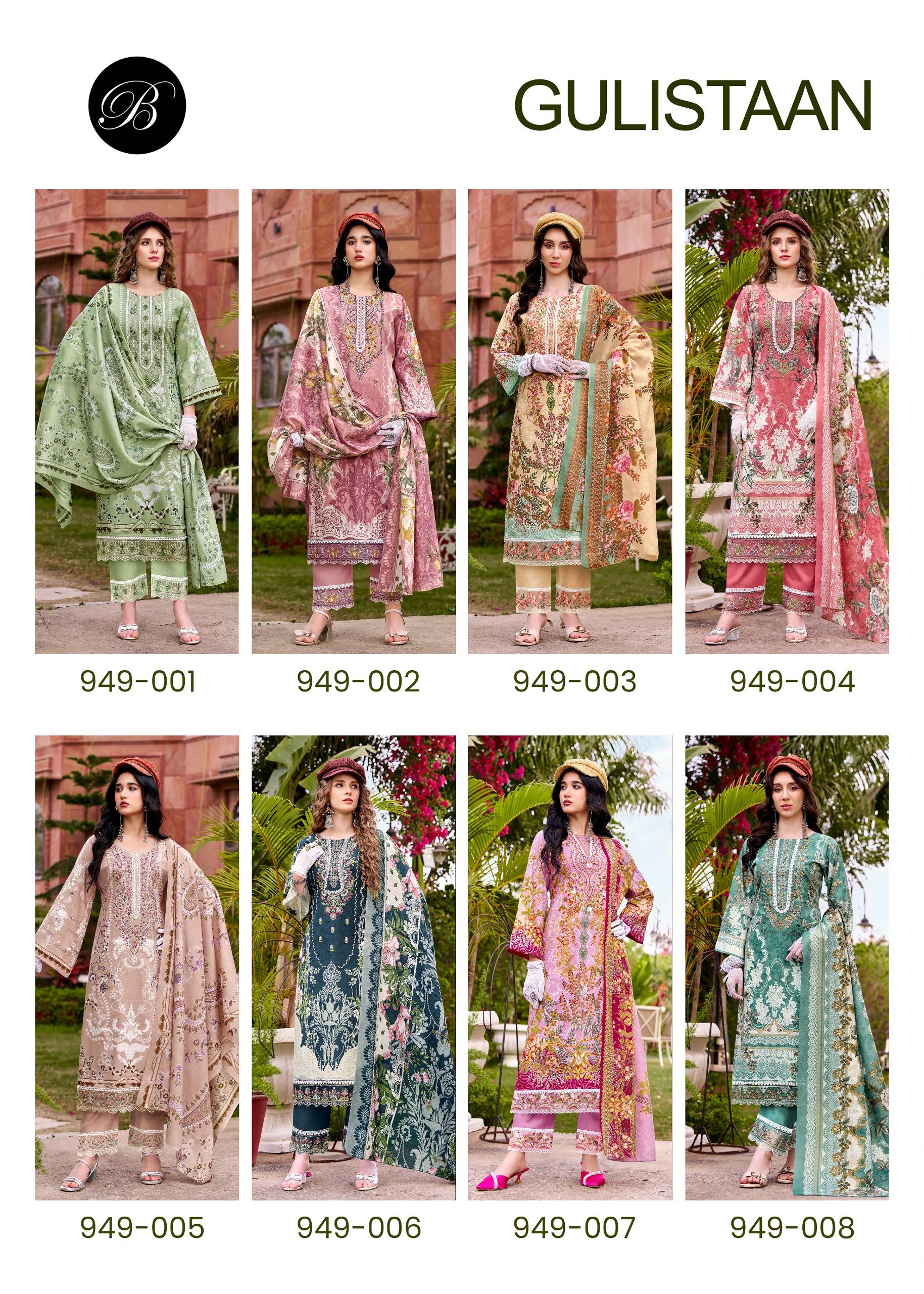  GULISTAAN by BelliZa DesigNer 949-001 TO 949-008 SERIES Pakistani Stylish Embroidered PURE COTTON COLLECTION At Wholesale Price